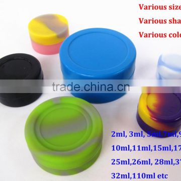 FDA food grade non stick 2m 3ml 5ml 7ml small large concentrate storage silicone jars dab wax containers