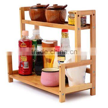 BH015 Two Layers Material Bamboo Kitchen Spice Rack Storage Rack photo-3