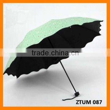 Fashion Frill Solid Triple Folding Umbrella