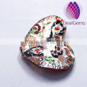 Fashion silver foil heart shape murano glass pendant