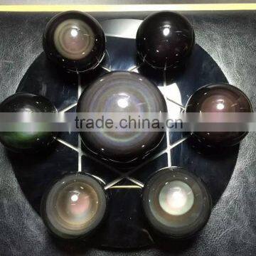 Hot Sale Nature Crystal Amazing Rainbow Obsidian Sphere/ball Seven Star for Home Decoration