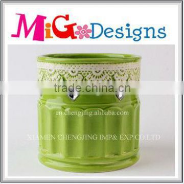 fashion wholesale ceramic green candle holder decoration