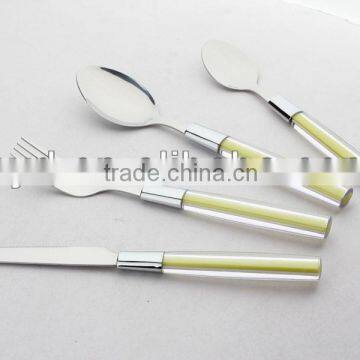 Transparent plastic handle stainless steel dinnerware