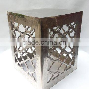 HOME DECORATION SIDE STOOL / TABLE / SQUARE COFFEE STOOL / ALUMINIUM RAW NICKLE