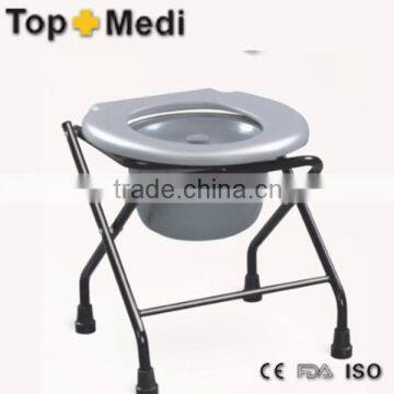 Foldable Medical Commode Chair without Backrest for Elderly and Disabled People