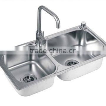 Under-mount double bowl stainless steel kitchen wash basin