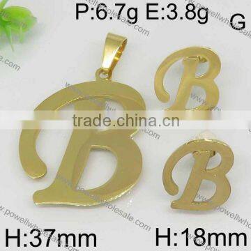 Fashion Hot Wholesale 316l Stainless Steel Jewelry Letter Style Gold Color Set