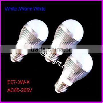 super bright 3W e27 b22 led globe bulb, wide beam angle