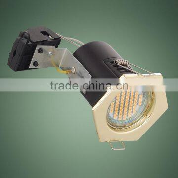 Brass Hexagon fire rated recessed ceiling GU10 LED downlight 3W