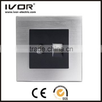 2016 new design IVOR aluminum silver material Europe style illuminated TV and computer wall switch