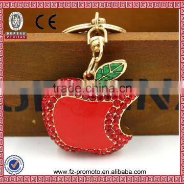 fancy promotion keychian apple shape rhinestone keychain