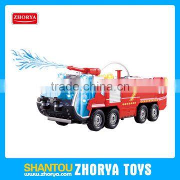 Musical light up BO water spray fire engine model toys for kids