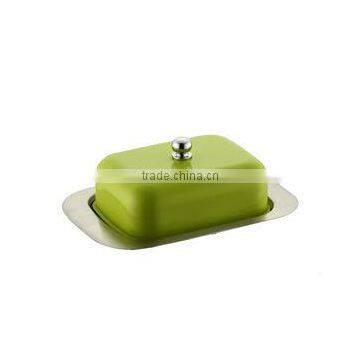 Stainless steel butter dish with color lid