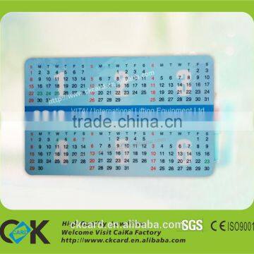 New design! Printing eco-friendly plastic pocket calendar card from gold supplier