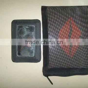 mesh cosmetic bag with mirror