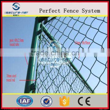 green color durability chain link fence for baseball fields