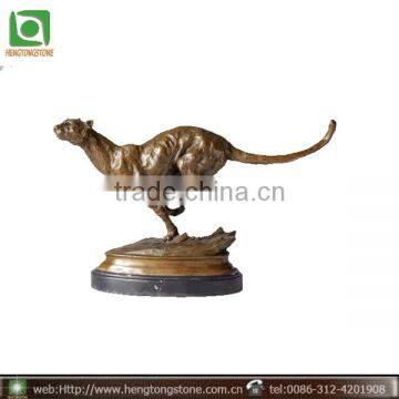 Running Leopard Bronze Statue