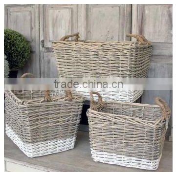 multifunctional woven wicker storage baskets with spacer with handle