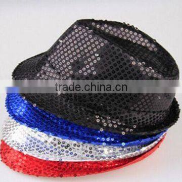 Hot-selling Factory Cheap Christmas Events Party Supplies LED Flashlight Colorful Hat Luminous Jazz Hat Sequin LED Hat photo-5