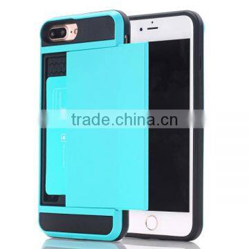 Slide Cover Card Slot Phone Case TPU + PC Material Phone Hull for IPhone7 7plus photo-4