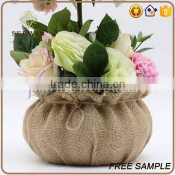 nature jute burlap fabric garden pot cover /flower box