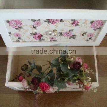 Modern Design White Wooden Cabinet With Wicker Drawers photo-2