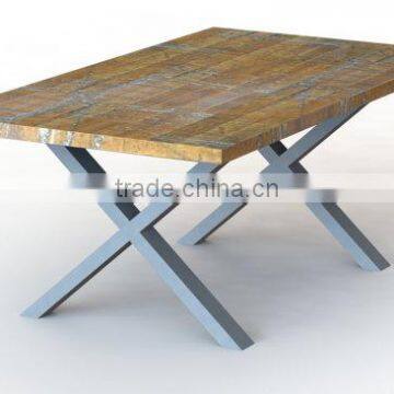 Dining room furniture 28 inch X shape matt silver finished iron table leg for wooden furniture designs