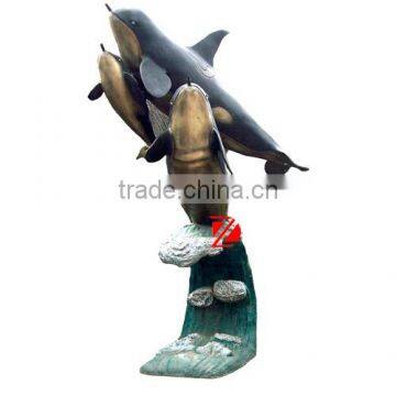 Large bronze fish outdoor water fountain sculpture for garden