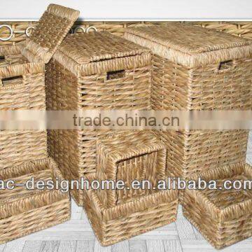 S/7 RECTANGULAR WATER HYACINTH HAMPER & STORAGE