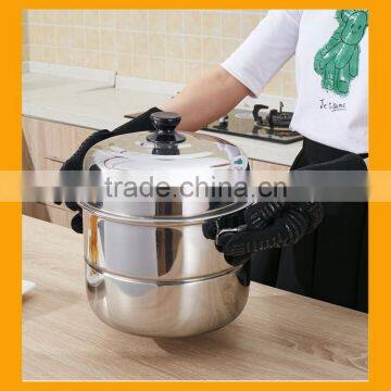 High Temperature Resistance Gloves, Machine Washable Silicone BBQ Grill Gloves, Black Flexible Safe Oven Glove photo-3