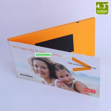 Most Popular Fold Paper Craft 4.3 Inch LCD Video Brochure / Video Greeting Card for Business Gift,advertising,promotion photo-2