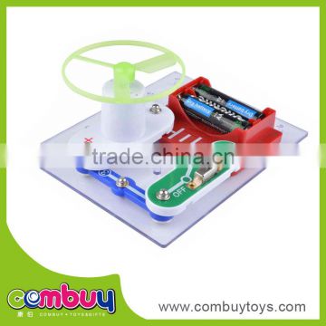 New product children plastic mini toy flying saucer electronic block kit