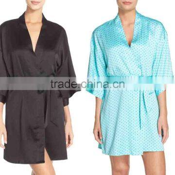 Robes Women Lounge Robe Loose Kimono Style Fashion Summer Sleepwear Ssatin Robes Women Silk