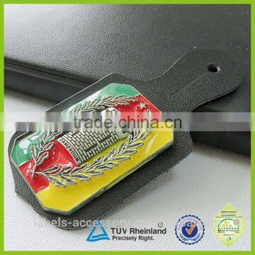 2015 New Design Double Sided Custom Embossed Real Leather Badges photo-5