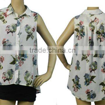 2013hot sale women print chiffon blouses design