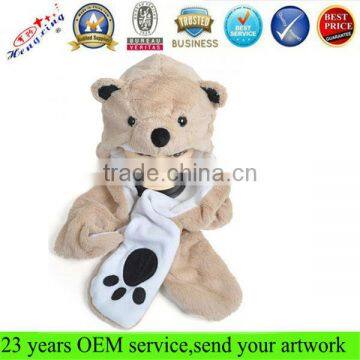 Teddy bear shape adult pulsh winter animal hats