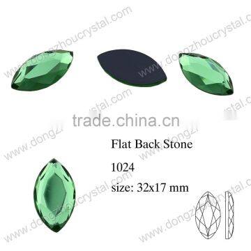 Decorative flat back navette shape glass stones wholesale for clothes