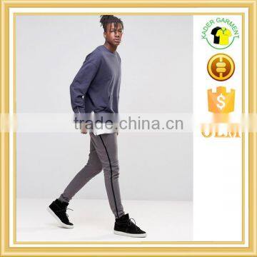 2016 Trendy Pants Grey Joggers in Cotton Plain Sweatpants With Stripe Side photo-4