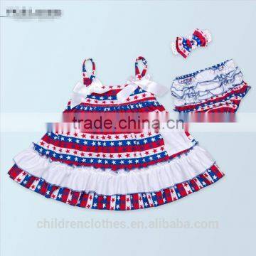 USA style two pcs star pattern set Hot sale clothing Independence Day kids outfit