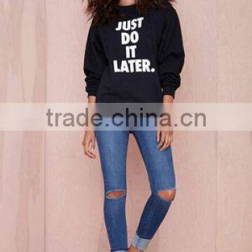 Wholesale Garments Boyfriend Terry Without Hood O-neck Comfortable Printed Plain Dyed for Women Sweatshirt Made in China photo-5