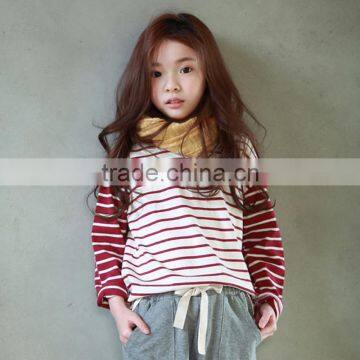 S17603A Autumn Girls Striped T-shirt Children's Long Sleeve Tshirt