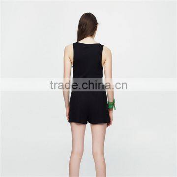 2017 the Newest Style OEM Balck Nsexy Customized Wrap Neck Jumpsuit photo-4