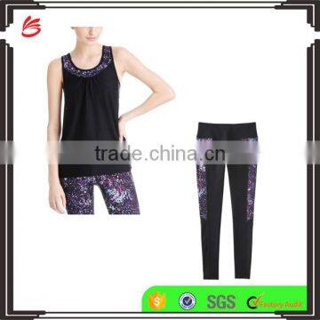 2017 Custom High Quality Floral Printing Yoga Clothing Sets for Women