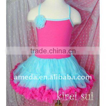 Blue Hot Pink Standard Pettidress With Rosette 1-7Y TD85