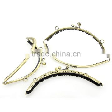 Metal Frame Kiss Clasp Arch For Purse Bag Antique Bronze Rose Flower Clear Rhinestone 20x9cm(Open:20x17cm),1 Pc,Newest