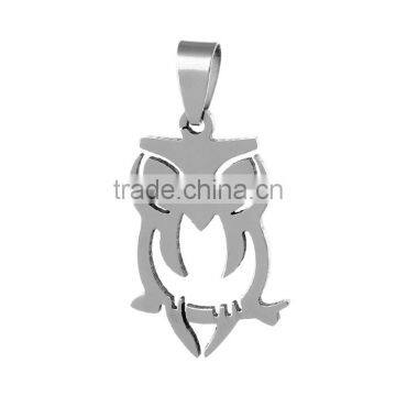 Stainless Steel Charm Pendants Owl Animal Halloween Ornaments Silver Tone Pinch Clasp
