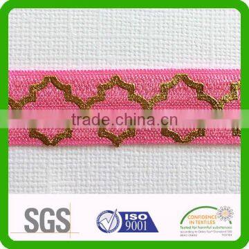 Good Stretch Fold Over Metallic Foil Print Elastic photo-2