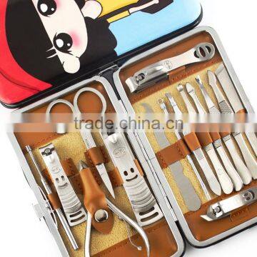 Cartoon Girl Manicure Set Nail Care Set Tweezer Knife Ear Pick Utility Nail Scissors Tools Nail Clipper File Kit