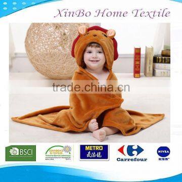 2015 Hot Sale China Factory 100% Polyester Solid Flannel Baby Hooded Fleece Blanket