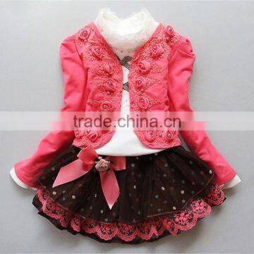 New Children's clothing Three sets Roses jacket Shirt Princess skirt hot girls party dresses